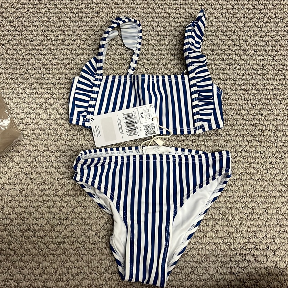 MANGO Girls Ruffle striped bikini